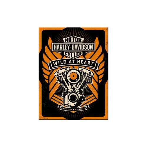 Harley Davidson Wild at Heart hűtőmágnes, vintage motorkerékpár motoros dizájnnal