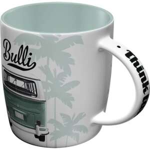 Volkswagen Bulli mug with palm trees and Think Big text on the handle - Gift mug