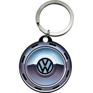 Volkswagen RETRO VW Keychain, Stainless Steel, Wheel Hubcap Design - Keychain