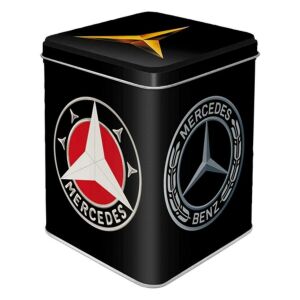 Mercedes-Benz Logo Evolution Tea Tin - Black Metal Tea Storage Box - Kitchen Storage Container