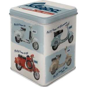 Vespa tea tin, metal storage box with vintage Vespa scooter designs - Kitchen Storage Container