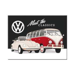 Volkswagen Meet the Classics Magnet na chladničku s dvoma klasickými autami Volkswagen - Magnety na chladničku