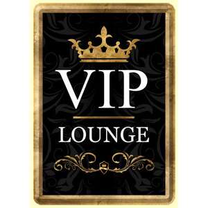 VIP Lounge Welcome Card, black and gold design with crown - Greeting Card, Invitation