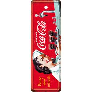 Coca-Cola waitress bookmark, metal bookmark with paper backing, vintage design - Bookmark