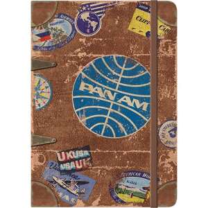 Pan Am Travel Stickers Notebook, A5 size, 128 pages, hardback, embossed design, with inner pocket - Office paper product