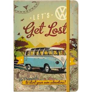 VW Bulli Let's Get Lost Notebook, A5 size, 128 pages, hardback, embossed design, with inner pocket - Office paper product
