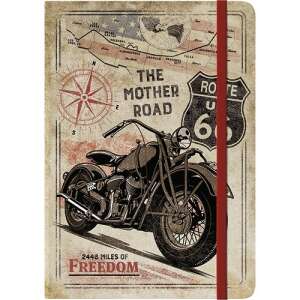 Retro Route 66 Bike Map Notebook, A5 size, 128 pages, hardback, embossed design, with inner pocket - Office paper product