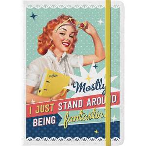 RETRO Stand Around Being Fantastic Notebook, A5 size, 128 pages, hardback, with embossed design and inner pocket - Office paper product