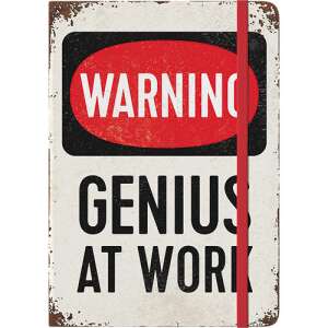 Genius At Work notebook, A5 size, 128 pages, hardback, warning sign design - Office paper product