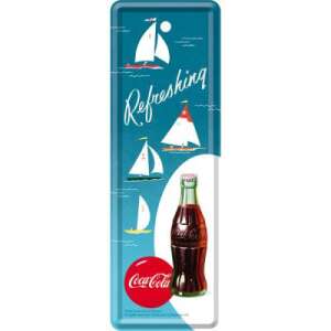 Coca-Cola Sailing Bookmark, metal bookmark with paper backing, retro design, sailing boats, refreshing - Bookmark