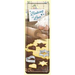 Baking Is Love bookmark, metal bookmark with paper backing, featuring a baking theme with rolling pin, cookie cutters, and dough - Bookmark