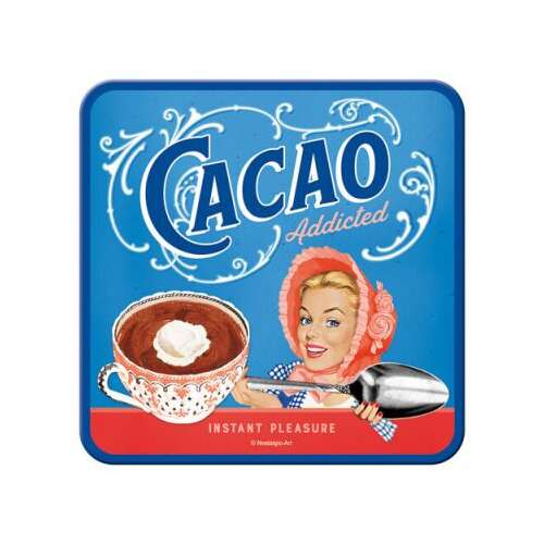 Cacao Addicted poháralátét, fém poháralátét parafa alsórésszel, 9x9 cm