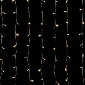 Perdea luminoasă cristalină extensibilă 120 x 120 cm, 144 LED-uri, alb cald, cu cablu transparent, pentru interior și exterior