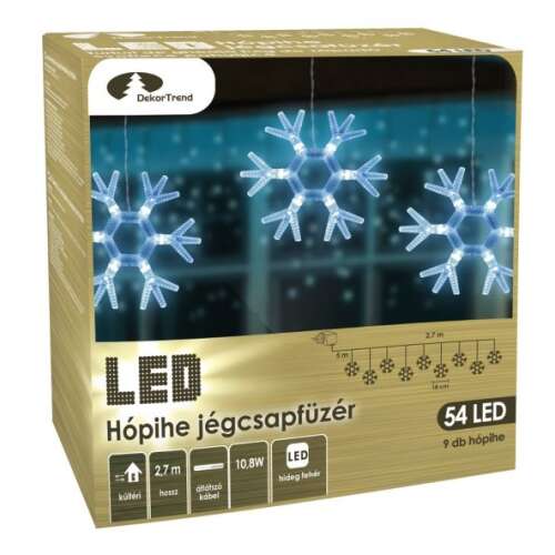 Şir de luminițe LED DekorTrend cu gheață de zăpadă, 54 LED-uri albe reci, cablu transparent, 2,7m