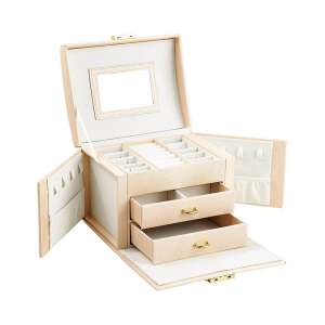 Timeless Tools jewelry box, champagne color, with mirror and drawers, for storing necklaces, earrings, rings, bracelets - Timeless Tools
