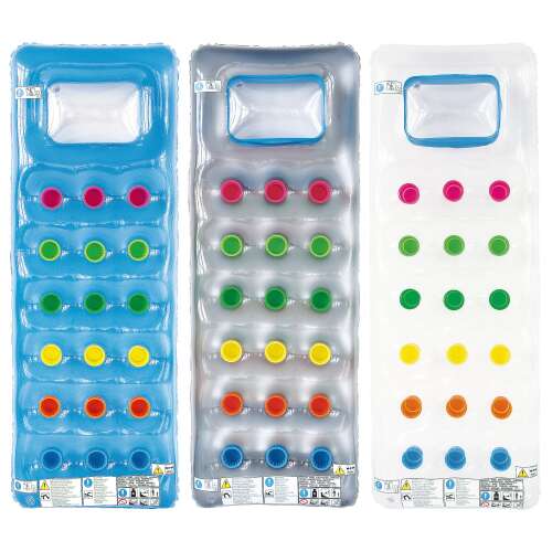 Dmuchany materac do basenu, materac powietrzny, łóżko wodne, materac do pływania, leżak do basenu, dmuchany leżak, dmuchane łóżko, materac basenowy, materac wodny, niebieski, biały, srebrny, kolorowy, 18 zsebes divat gumimatrac