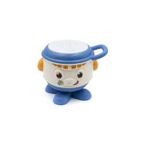 Blue and white musical drum toy for babies, with lights and sounds, featuring a smiling face - Nonbrand Interactive Kids' Toy