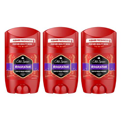 3-pak dezodorantów w sztyfcie Old Spice Rockstar, 48 godzin świeżości, zapach o jakości perfum, zapach żywej bergamotki