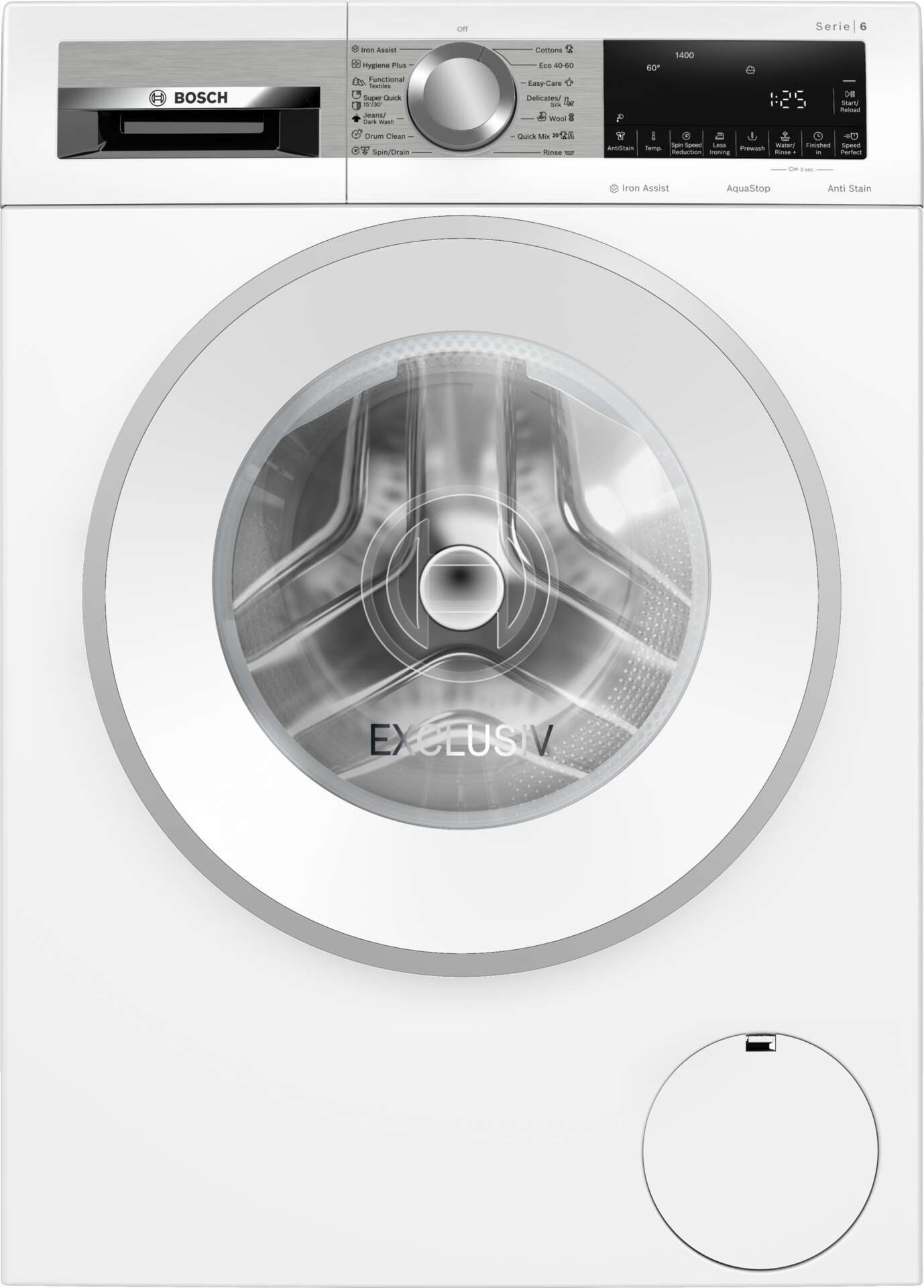 Bosch serie 6, elöltöltős mosógép, 9 kg, 1400 fordulat/perc, wgg2...