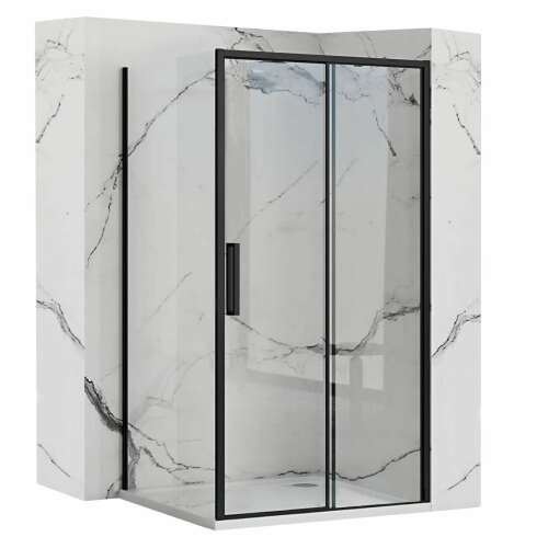 Sarok zuhanykabin Rapid Slide, black frame, sliding door, shower cabin