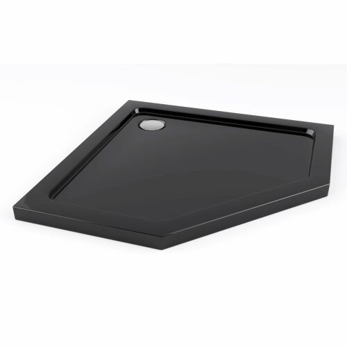 Sarok Zuhanytálca 90x90 cm fekete akril sarok zuhanytálca ferde nézet - Zuhanytálca