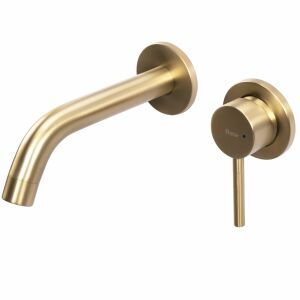 Rea OWEN Wandmontierte Armatur - Gold gebürstet - WC-Sitze, Duschkabine, Wasserhahn, Duschtür, Badezimmerschrank, Wäschekörbe und Brausegarnitur