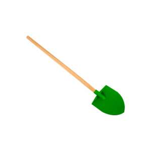 Green plastic shovel with wooden handle, 70cm long, for kids gardening - Sandbox Toy