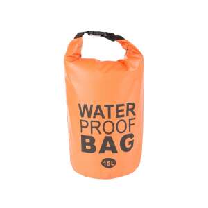 Narancssárga 15L vízálló táska, tekerős záródás, vízálló száraz táska, kajakozáshoz, csónakázáshoz, horgászáshoz, kempingezéshez, túrázáshoz, úszáshoz, strandhoz, vízi sportokhoz - Vízálló táska