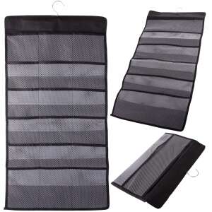 Felakasztható szekrény rendszerező 24 zsebbel, 76x40cm, fekete, szürke háló, többféle nézet - Gardrób rendszerező