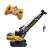 Remote control construction crane toy, yellow and black, with a log, and remote control