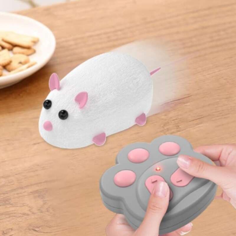 Remote Control Mouse Toy for Cats - White