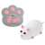 Remote control mouse toy for cats, white, with paw-shaped remote