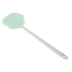 Zöld szilikon fürdőkefe hosszú nyéllel, fehér alapon elkülönítve - Fürdőkefe