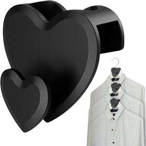 Fekete szív alakú vállfa bővítő akasztó a gardróbban való helytakarékossághoz, 12 darab - Gardrób rendszerező