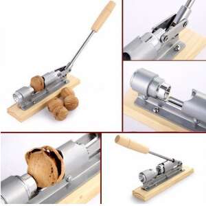 Kollázs a professzionális diótörő közeli és teljes nézetéről - Diótörő