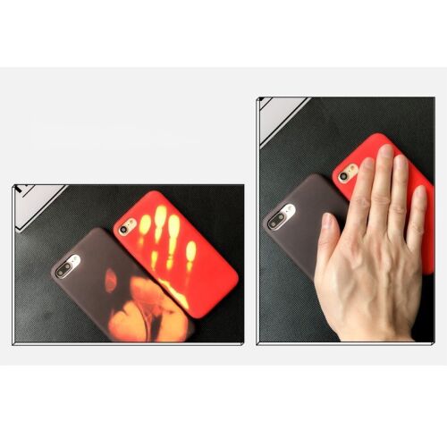 Kollázs iPhone 6/6S/6 Plus/6S Plus hőérzékelős tok hőre reagálva 