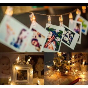 Kollázs a LED fényképes csipeszes fényfüzérről különböző dekorációs környezetben - Nonbrand Fényfüzér