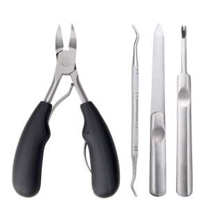 Professzionális benőtt körömvágó készlet, Tartalmaz körömvágót, körömreszelőt, körömbőr tolót és körömkaparót - Körömápolás