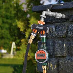 Kétutas kerti elosztó időzítővel, lehetővé teszi, hogy két tömlőt csatlakoztasson egy csaphoz, hatékonyan öntözze kertjét - Vízelosztó