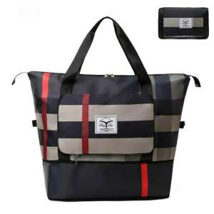 Fekete-szürke kockás vízálló utazótáska bővíthető aljjal - Vízálló táska