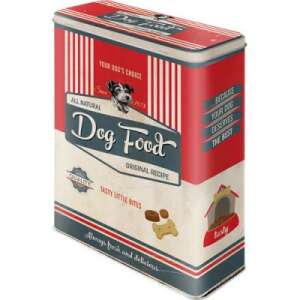 Dog Food Storage Tin, Metal Container for Dog Treats, Retro Design, Red and White Stripes, Dog Food Tin - Kitchen Storage Container