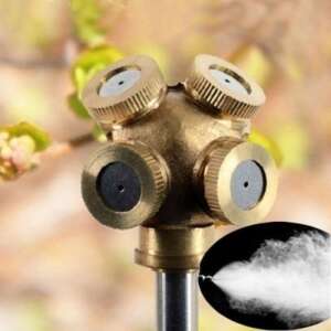 Réz párásító fúvóka 4 szórófejjel, hűtéshez és párásításhoz - Locsolófej