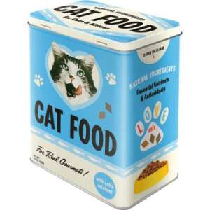Cat Food Storage Tin, Metal Container for Cat Food, Retro Design, Blue and White, 10cm x 14cm x 20cm - Kitchen Storage Container