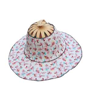 2 az 1-ben összecsukható bambusz kalap és legyező virágmintával - Női kalap