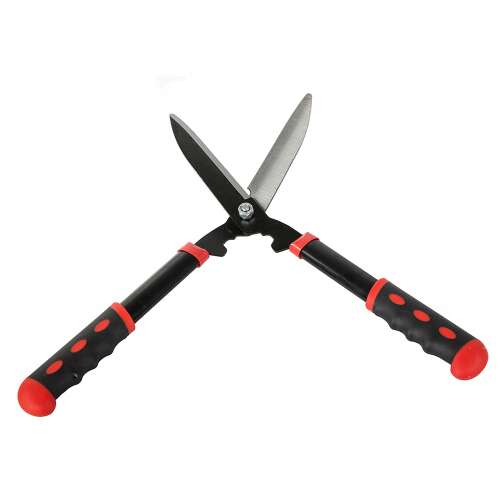 Sövényvágó olló, 54 cm hosszú, fekete és piros, ergonomikus fogantyúkkal