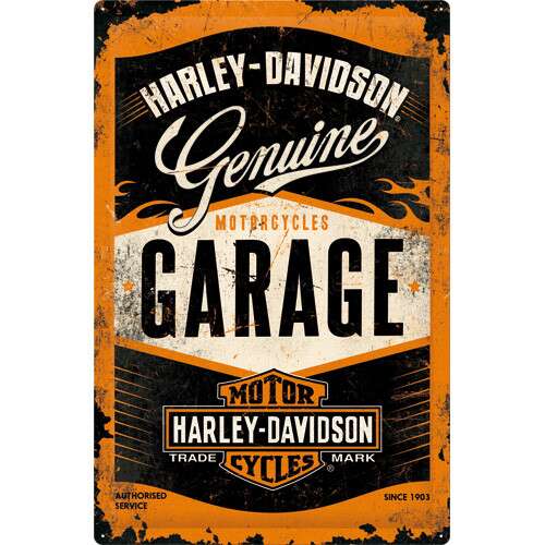 Harley Davidson Garage fémtábla, 40 x 60 cm, vintage stílus, motoros garázs dekoráció