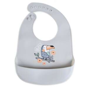 Cangaroo ROOIBOS szilikon előke zsebbel - szürke madár - Cangaroo