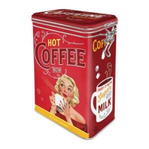 Hot Coffee Now metal storage box with retro design - Kitchen Storage Container