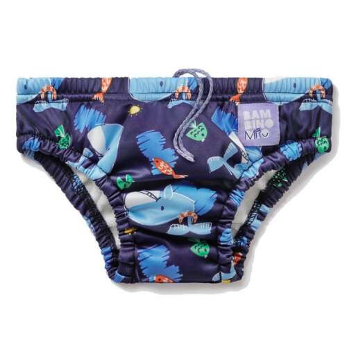 Bambino Mio Squeak úszópelenka 2-3 éveseknek, kék és fehér bálna mintával