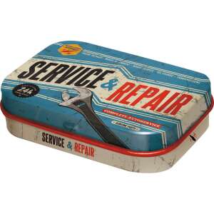 Retro metal tin box with wrench design, filled with peppermint candies, perfect for storing small items - Food & Drink